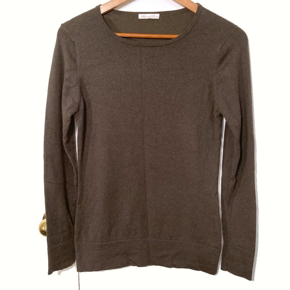 Minnie Rose Cashmere/Cotton Blend Sweater Forest Green Never Worn